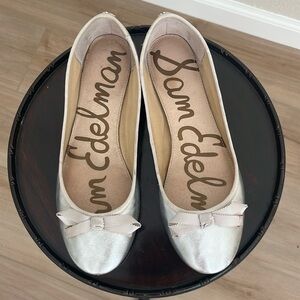 Sam Edelman Silver Ballet Flats with Bow
